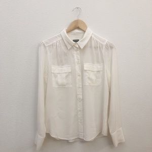 J.Crew | Button Down Blythe Blouse | Silk | White